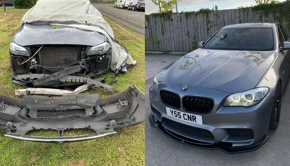 Before and after of a car repair